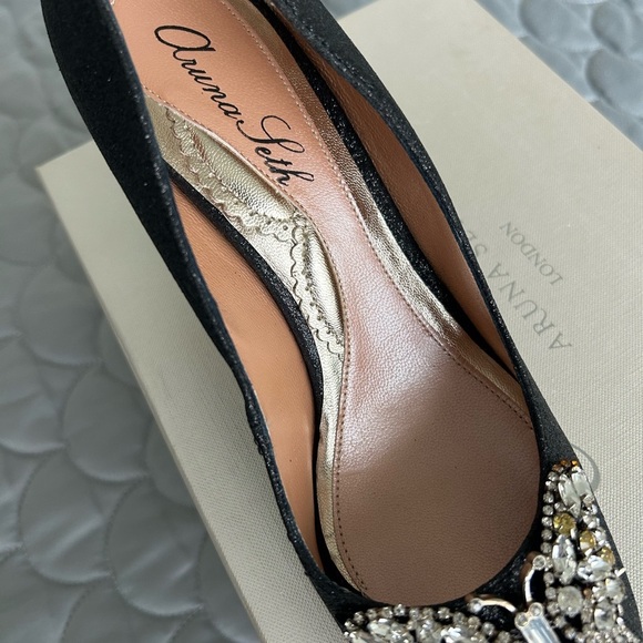 Aruna Seth - Graphite Butterfly Pumps - Size 38 - All Leather - Made in Italy - Picture 7 of 16